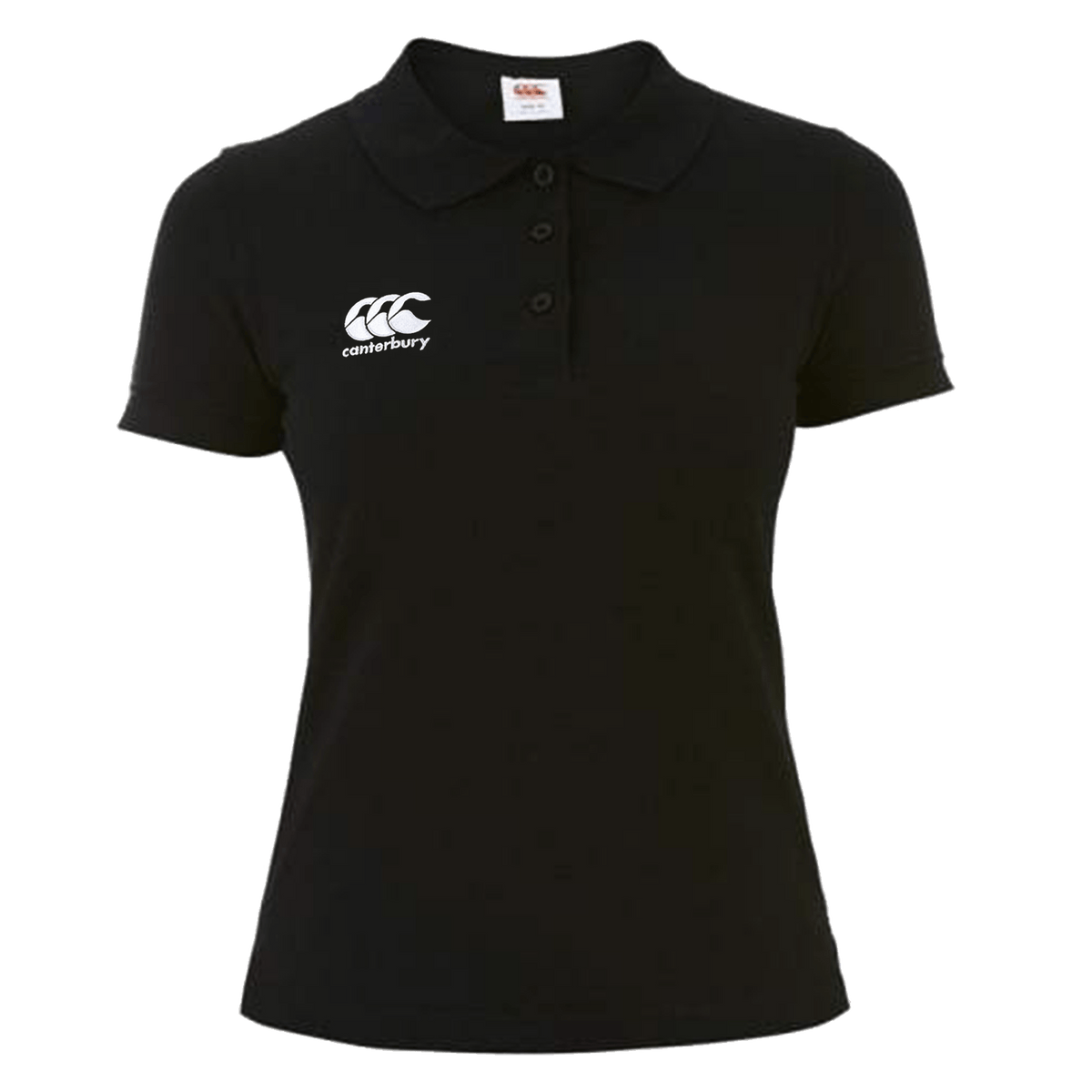 Canterbury Women&#39;s Black Waimak Rugby Polo w/ CCC Logo Front