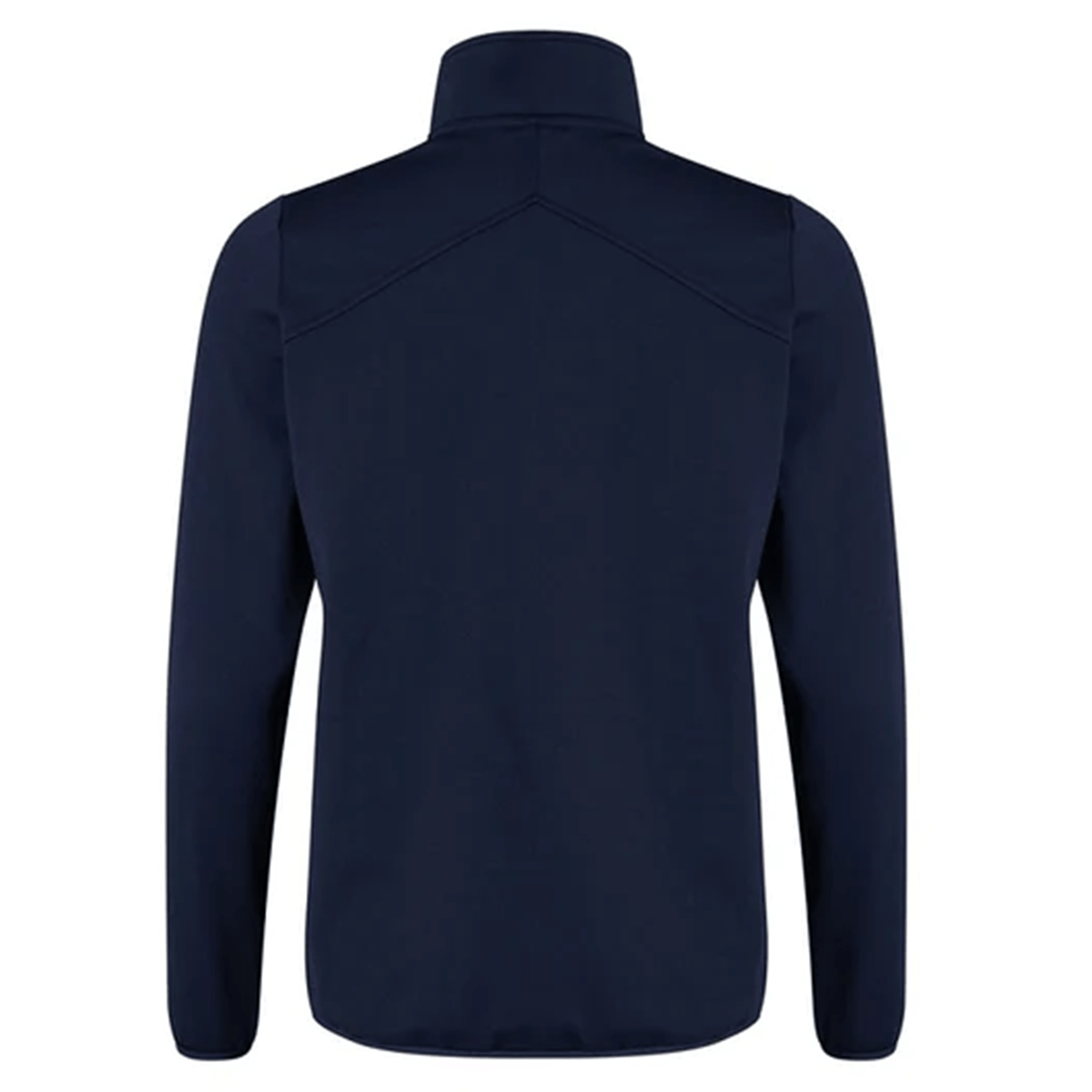 The back of a dark blue Canterbury Club 1/4 Zip Mid Layer Training Top jacket.