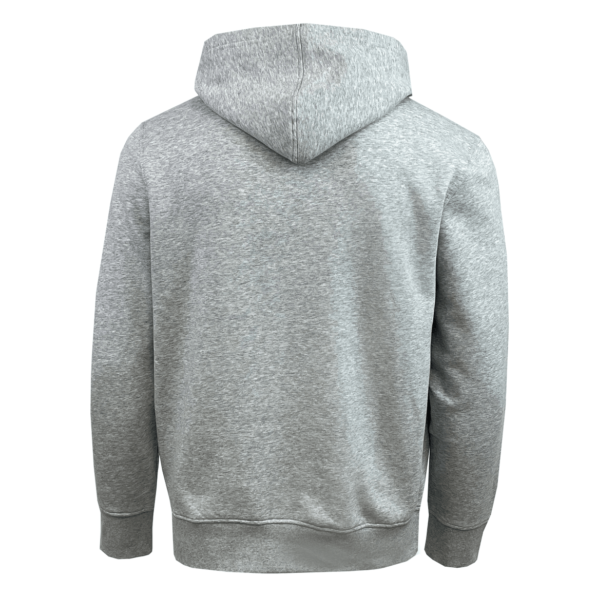 A back view of the Canterbury Anchor Hoodie in gray with fleece lining.