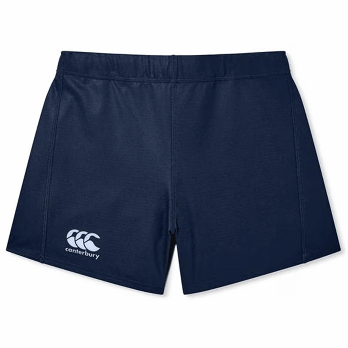 The Women's Canterbury Yokohama Shorts, in navy blue, are crafted from Vapodri fabric for maximum comfort and feature an elastic waistband along with the iconic Canterbury logo on the bottom left.