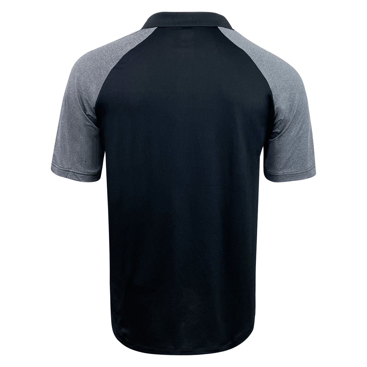 Black and gray Canterbury Elite Polo sports jersey with short sleeves, crafted from moisture-wicking Vapodri fabrics, and no visible branding or numbers, photographed on a plain background.
