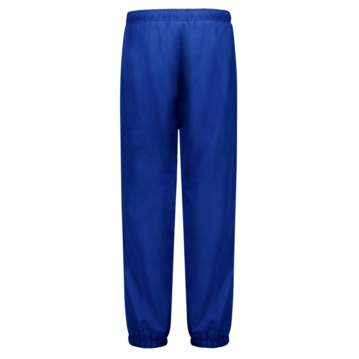 A pair of plain blue Canterbury Legends Stadium Track Pants with an elastic waist and elastic cuffs at the ankles, shown from the back.
