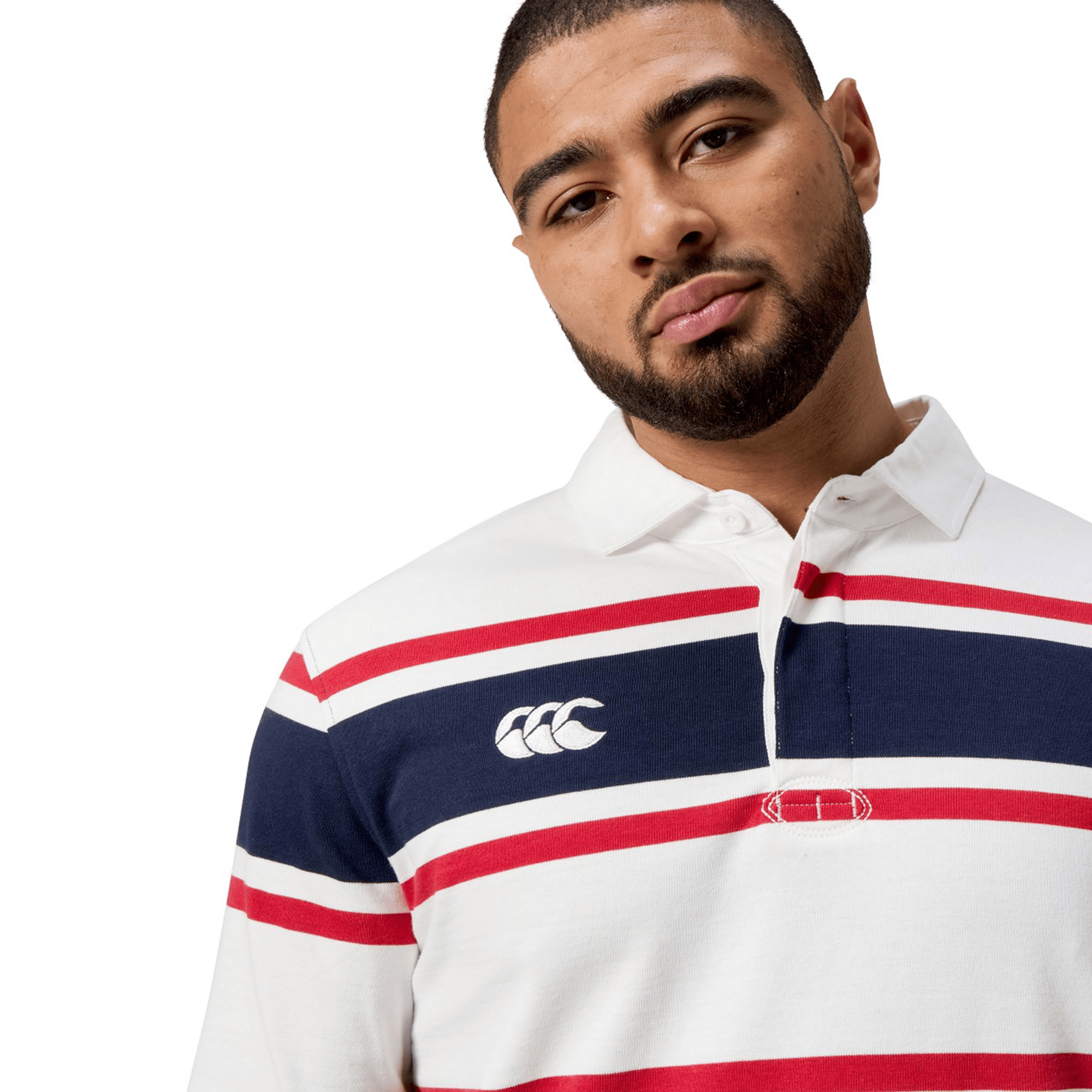Engineered Long Sleeve Striped Rugby Jersey by Canterbury H125 Engineered Long Sleeve Striped Rugby Jersey by Canterbury H125