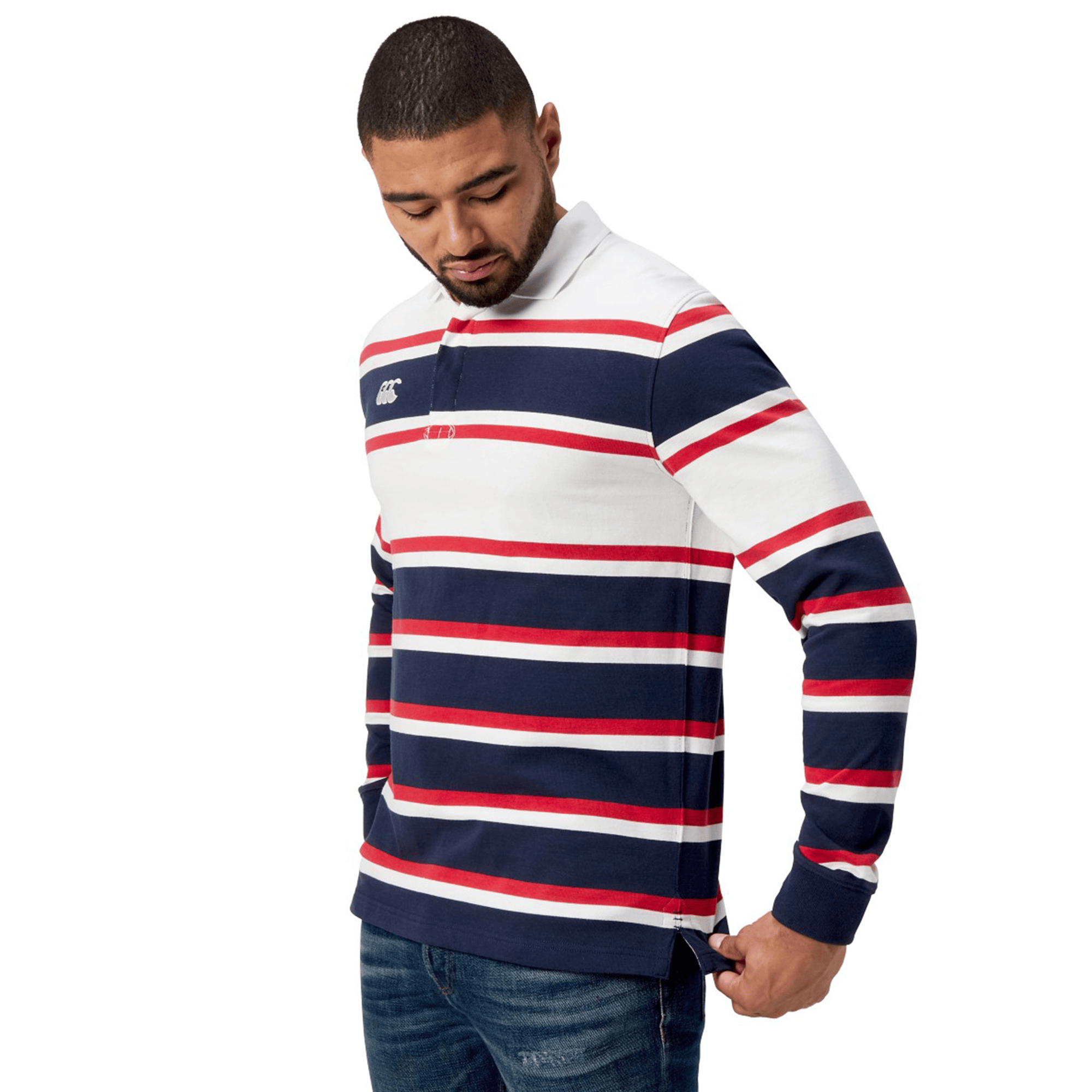 canterbury ラガーシャツ M 紫 REFEREE Engineered Long Sleeve Striped Rugby Jersey by Canterbury H125