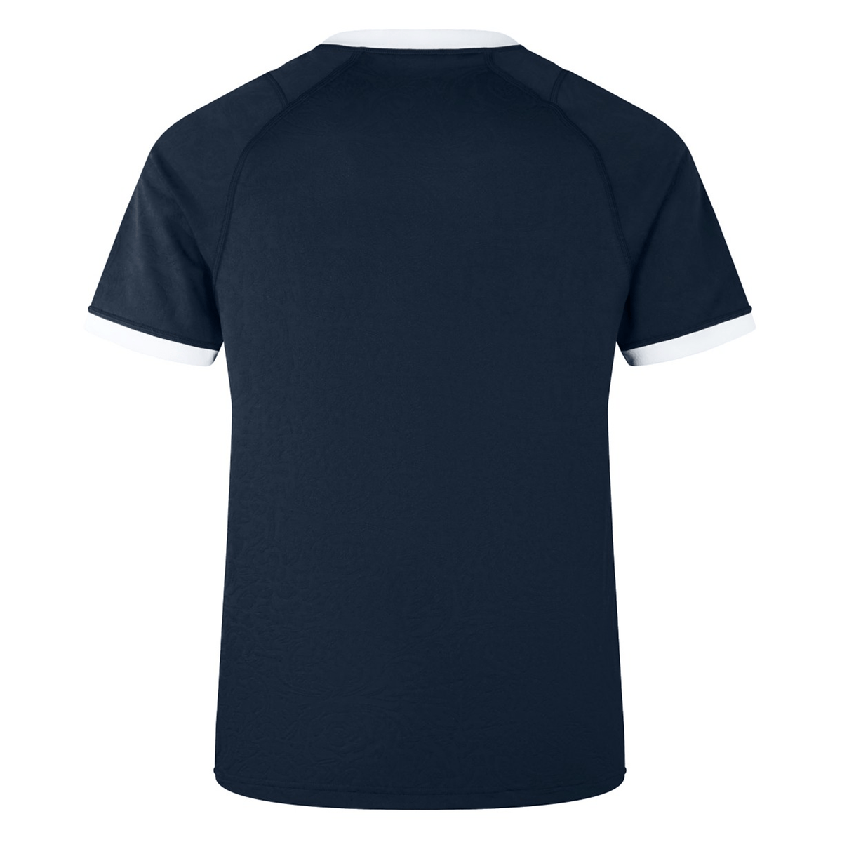 Back view of the British &amp; Irish Lions 2025 Training Jersey by Canterbury, featuring a plain navy blue design with white trim on the sleeves and collar.
