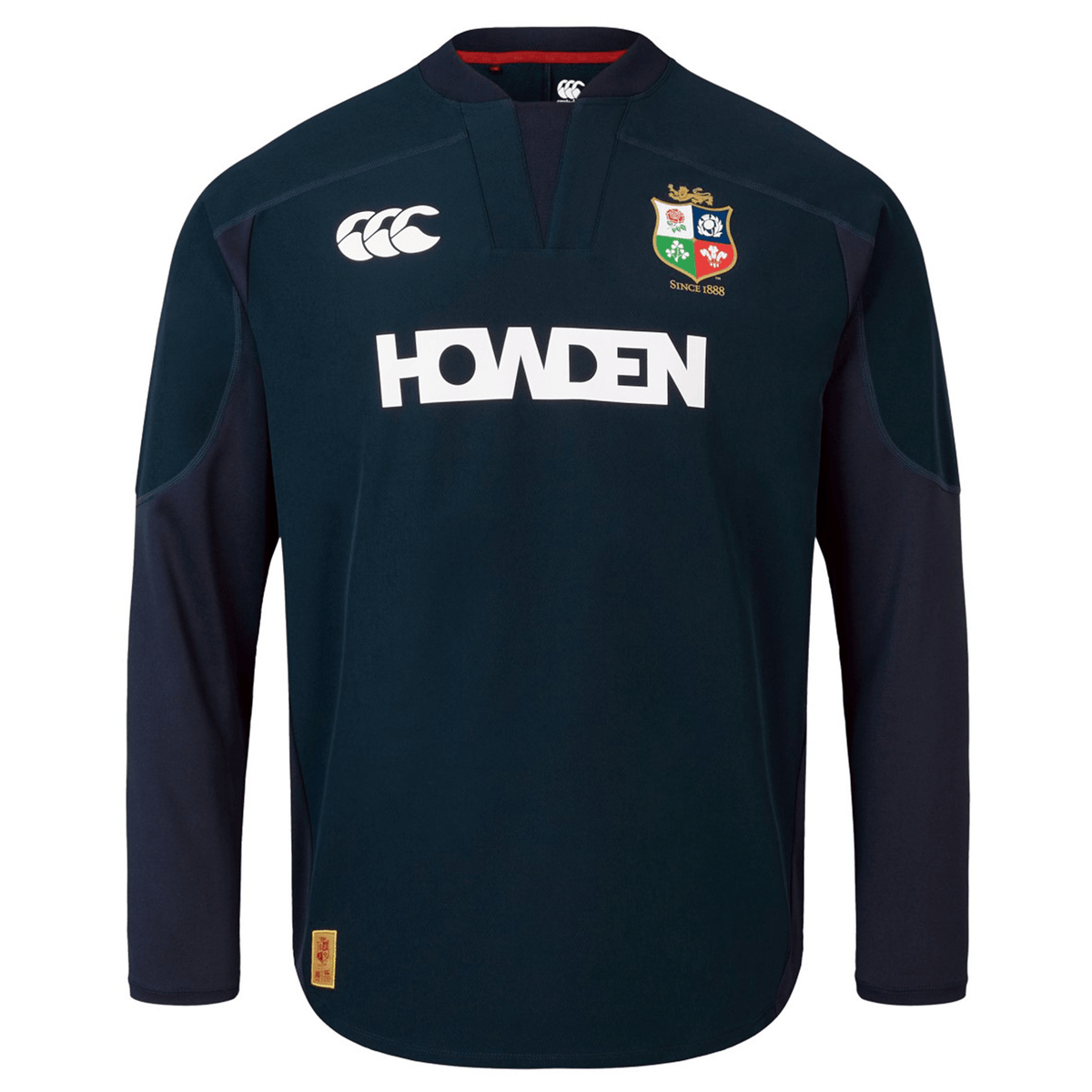 Navy blue British &amp; Irish Lions 25 Drill Top by Canterbury featuring the "Howden" text in white, with British &amp; Irish Lions and Canterbury logos on the chest. This stylish rugby jersey merges classic design with contemporary features for an ideal fit.