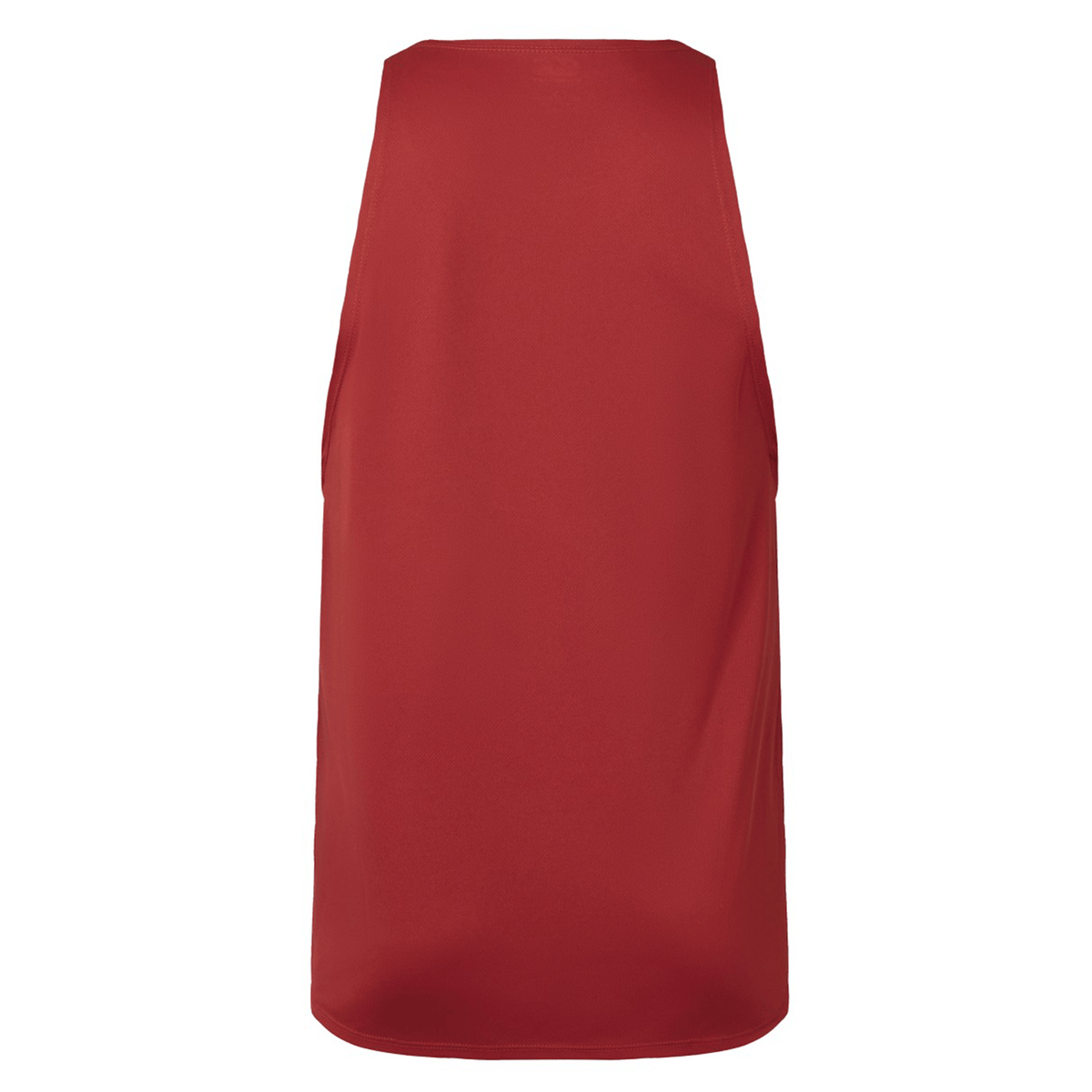 A red sleeveless dress featuring a high neckline, evocative of the stylish British &amp; Irish Lions 25 Poly Singlet by Canterbury, showcased from the back.
