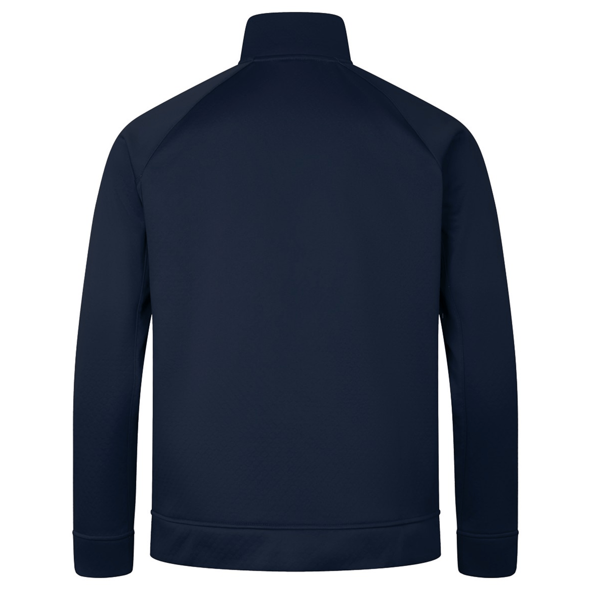Rear view of the British &amp; Irish Lions 2025 1/4 Zip Fleece by Canterbury in navy blue, featuring a high collar and long sleeves, capturing the essence of classic British &amp; Irish Lions style.