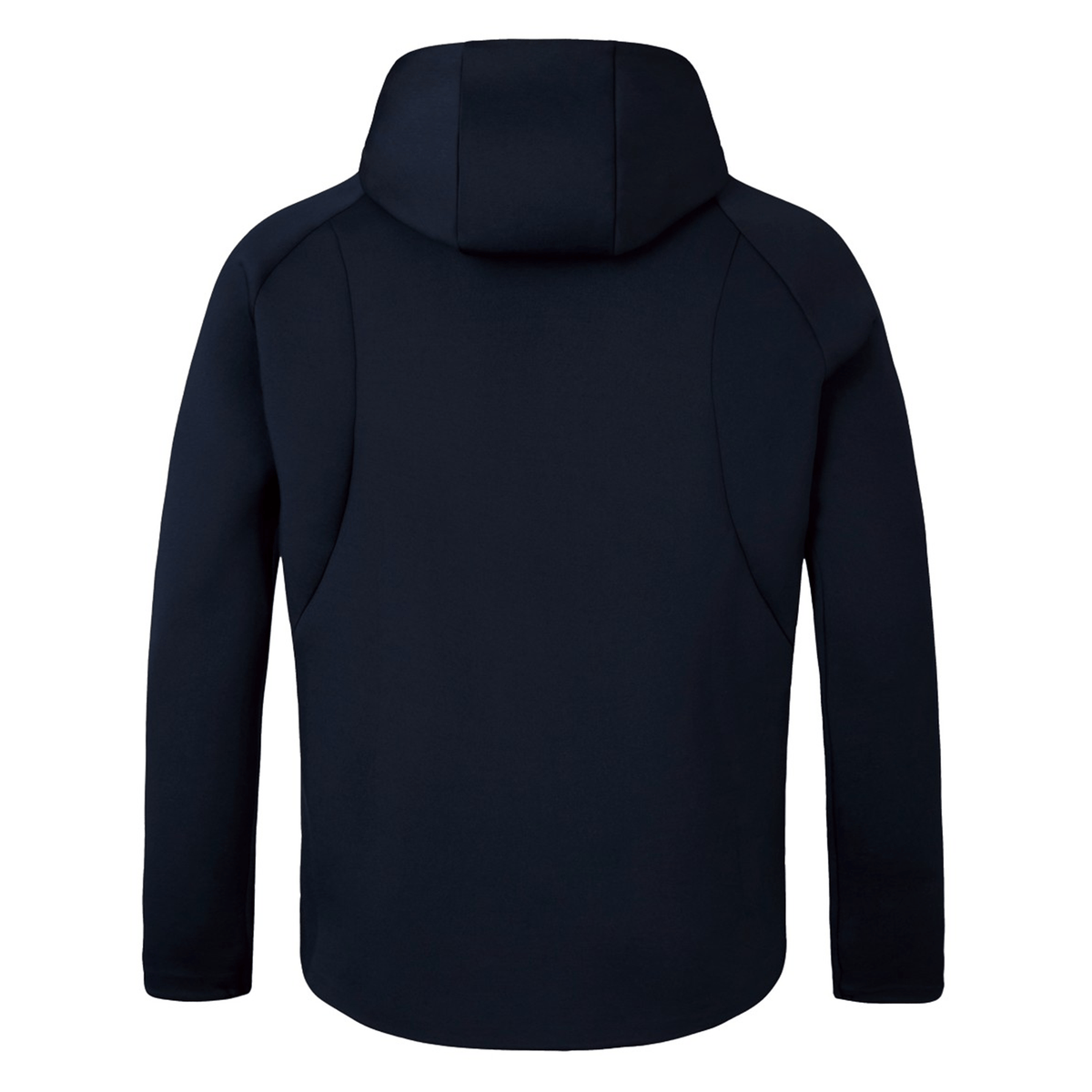 Introducing the British &amp; Irish Lions 2025 Everest Hoodie by Canterbury—a sleek, plain black hoodie made from recycled polyester. This hoodie features a hood and long sleeves, offering a stylish blend of comfort and sustainability when viewed from the back.