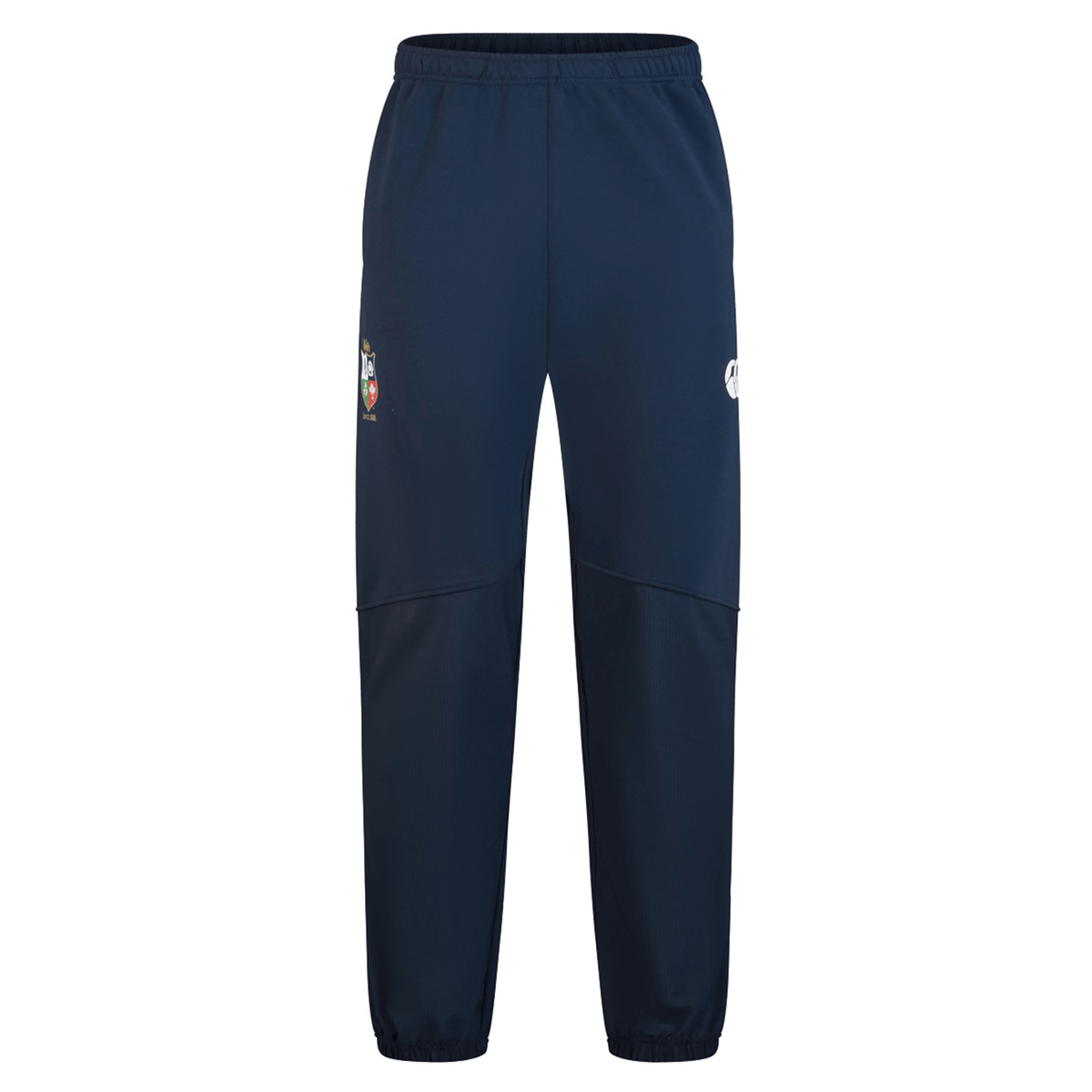 British &amp; Irish Lions 25 Training Pants in navy blue with an embroidered crest of the team on the left thigh and a Canterbury logo on the right thigh.