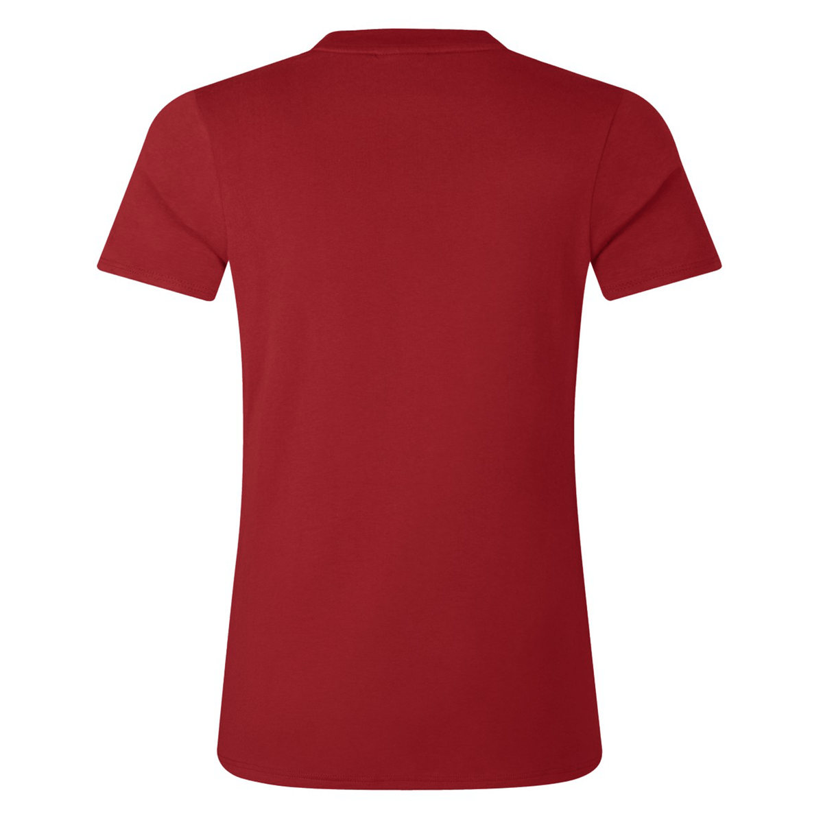 The Women's British &amp; Irish Lions 25 Cotton Jersey Tee by Canterbury, a plain red t-shirt crafted from organic cotton, is shown from the back against a white background and is ideal for any rugby supporter.