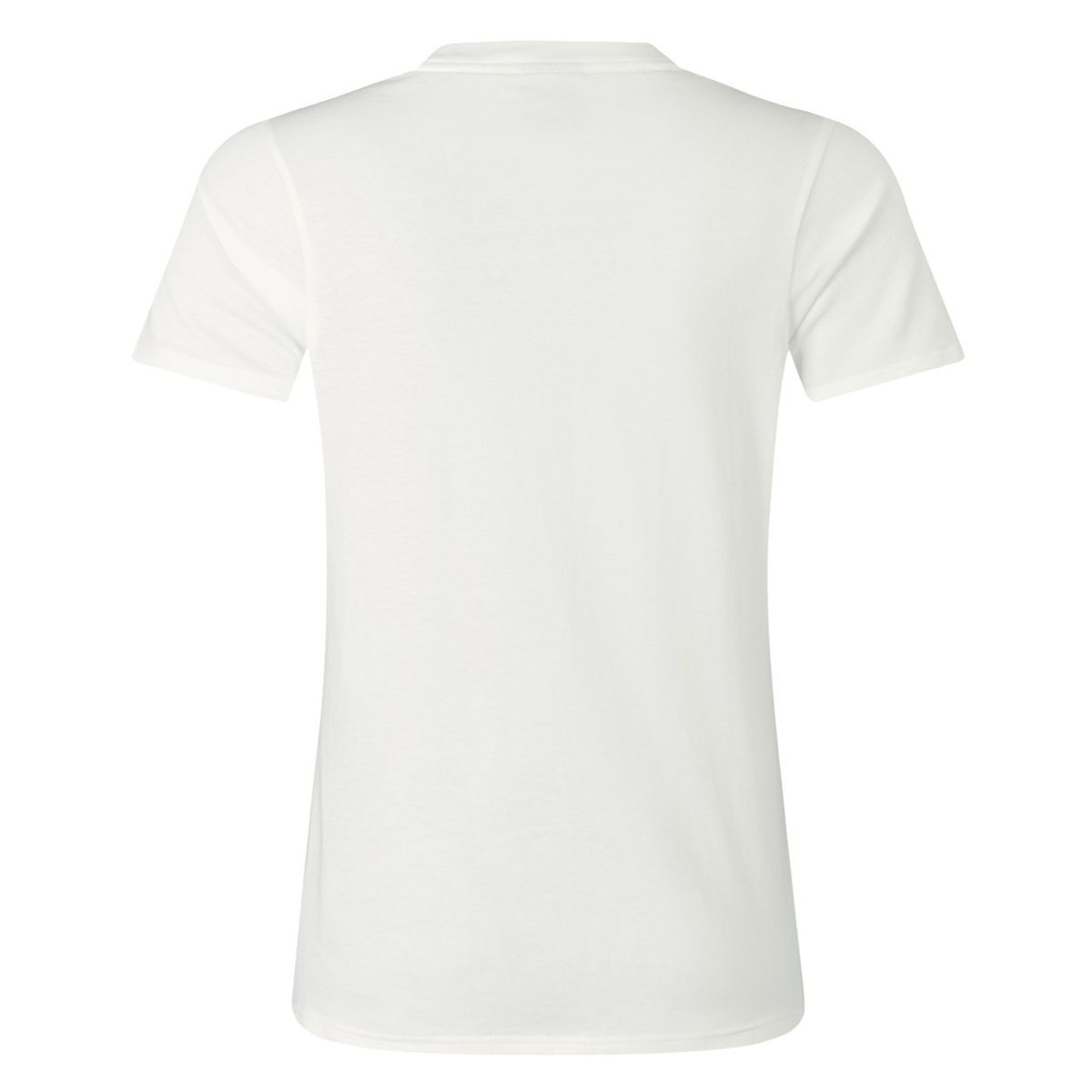 Back view of the Women's British &amp; Irish Lions 25 Cotton Jersey Tee by Canterbury, a plain, short-sleeve white T-shirt made from organic cotton. Set against a clean white background, this tee embodies comfort and sustainability, perfect for a rugby supporter.