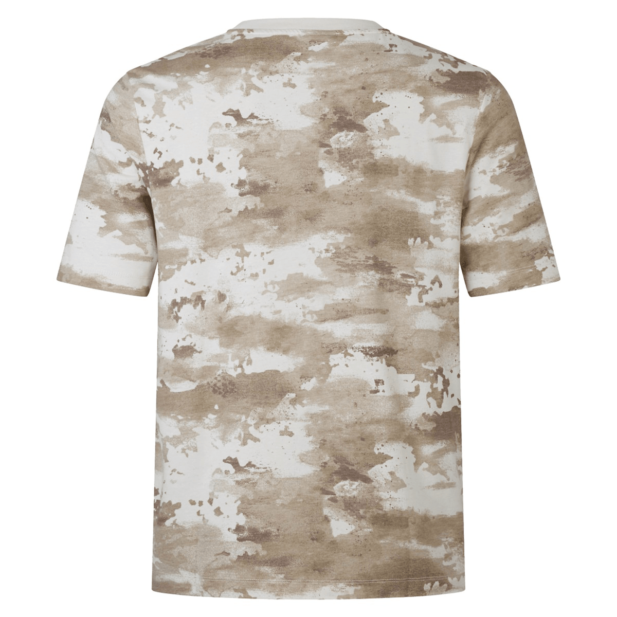 Back view of the British &amp; Irish Lions 2025 Camo Tee by Canterbury, showcasing a beige and brown camouflage design in desert taupe with short sleeves.