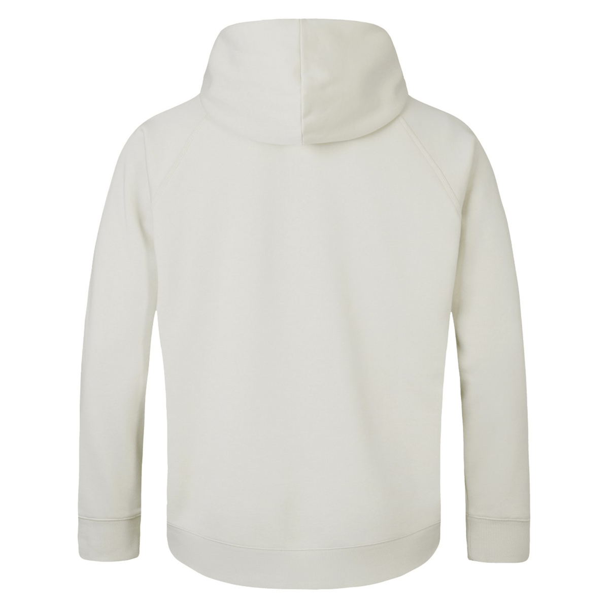 A view from behind showcasing a simple white hoodie with a hood and long sleeves, ideal for British &amp; Irish Lions enthusiasts, highlighting Canterbury's distinctive design style similar to their renowned 2025 Outback Fleece Hoodie by Canterbury.