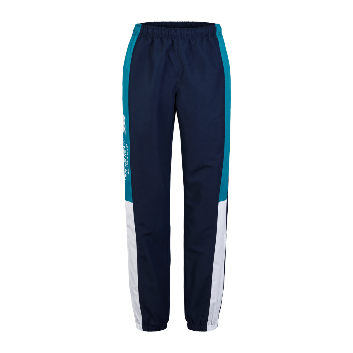 Perfect for rugby fans, the Canterbury Harlequin Legends Trackpant in navy features teal and white side panels, elastic waistband and cuffs. This classic Canterbury design is a must-have for any collection.