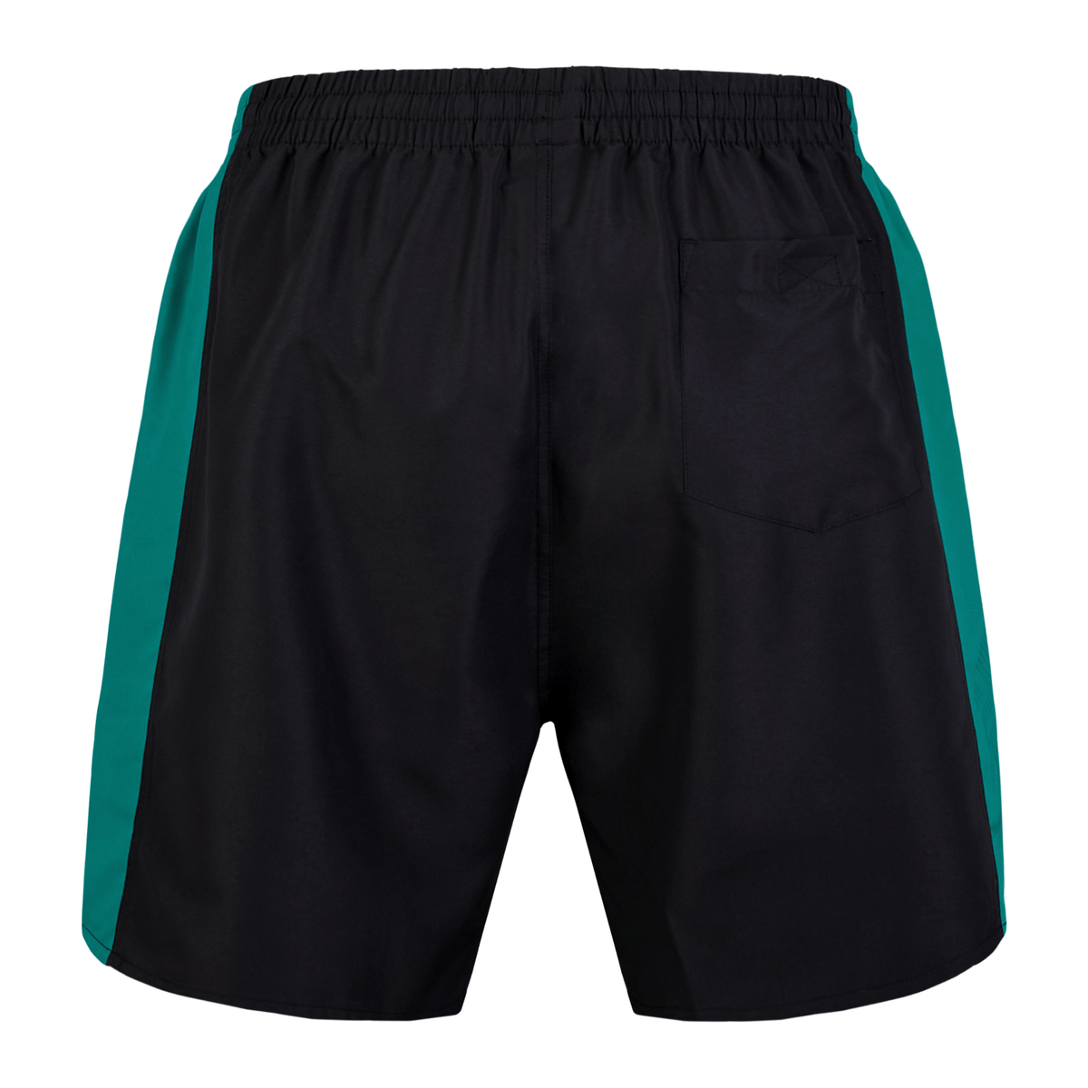 The Canterbury Fundamental 5" Panel Tactic Short, in black and green, features an elastic waistband and a small back pocket. These quick-drying, moisture-wicking shorts are perfect for any activity, ensuring comfort and dryness.