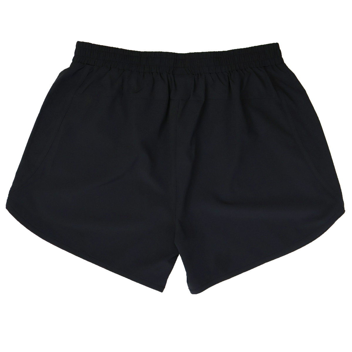 The Canterbury Women&#39;s Tempo+ 5&quot; Training Shorts are black, feature an elastic waistband, and are shown laid flat on a white background. These moisture-wicking shorts are ideal for workouts and active days.
