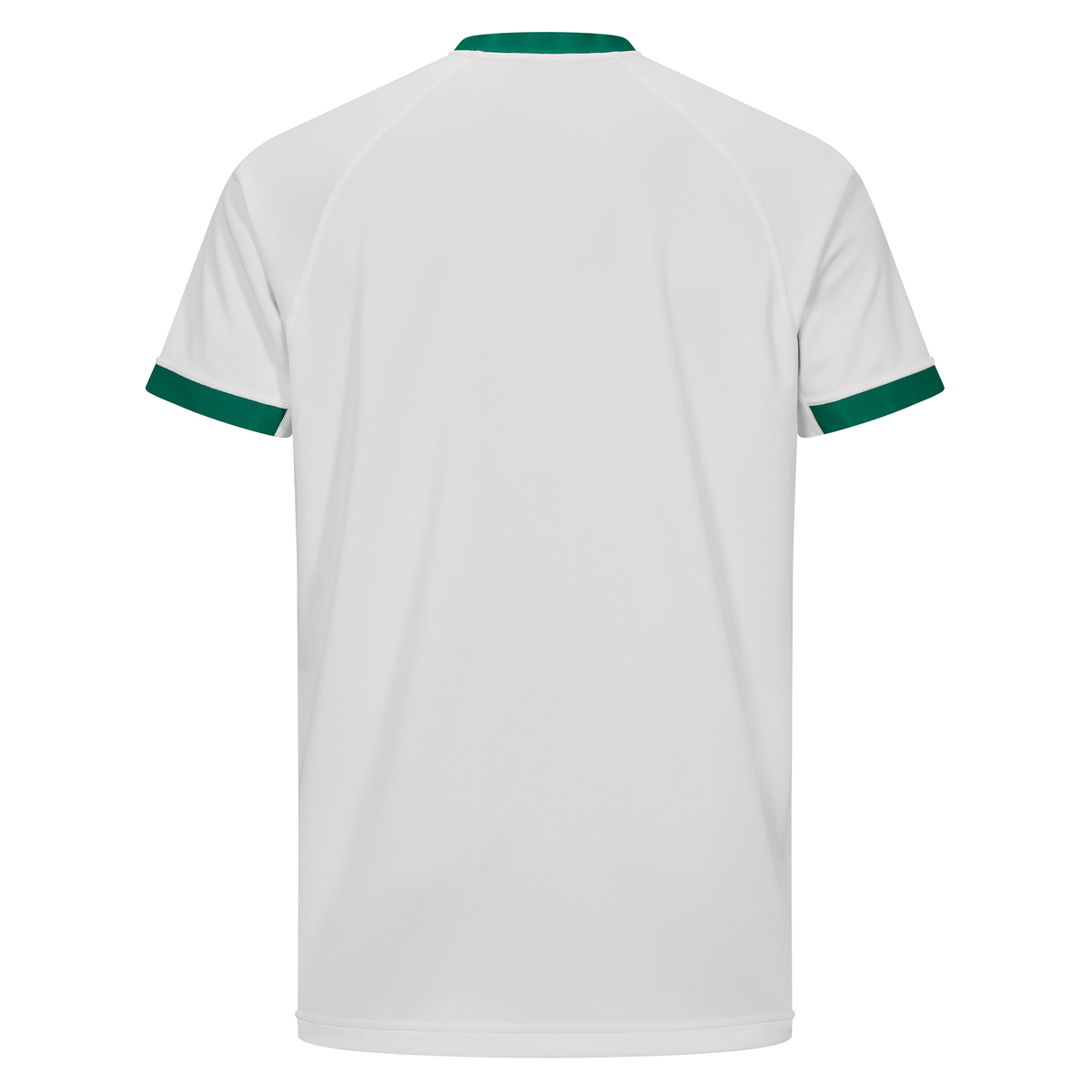 The Ireland 25/26 Alternate Pro Jersey by Canterbury features a plain white back, short sleeves, and green trim on the sleeve cuffs and collar in classic Canterbury Vapodri style.