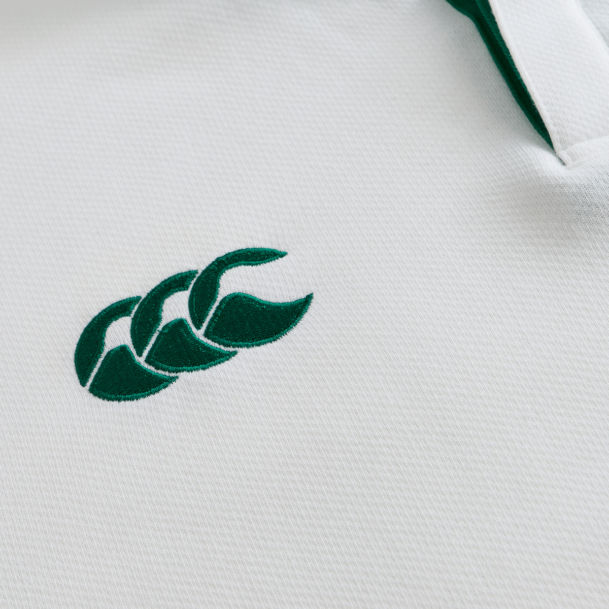 A close-up of the Ireland 25/26 Long Sleeve Classic Alternate Jersey by Canterbury, capturing its classic design and jersey heritage.