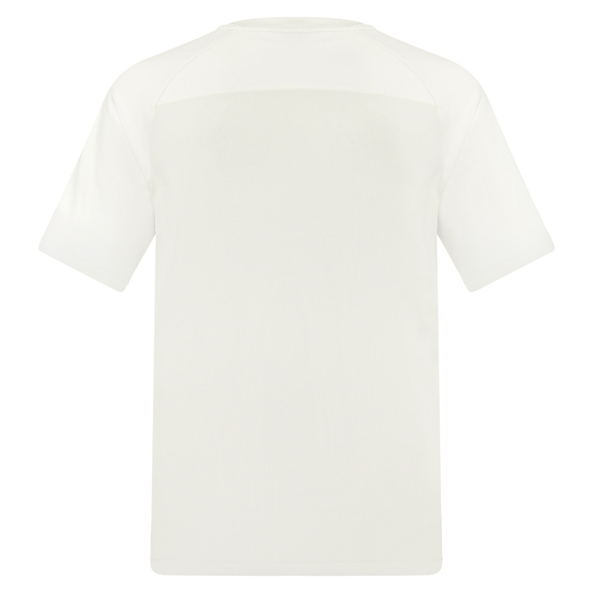 The Canterbury Everest Dart Tech T-Shirt by Canterbury is shown from the back in plain white, made with moisture-wicking polyester for a breathable workout. No visible logos or designs.