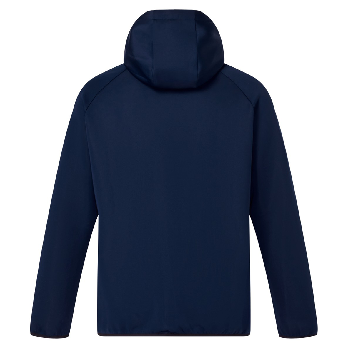 A Canterbury Everest Full Zip Hoodie in navy, shown from the back with long sleeves and a clean, minimal design—ideal as a performance training hoodie.