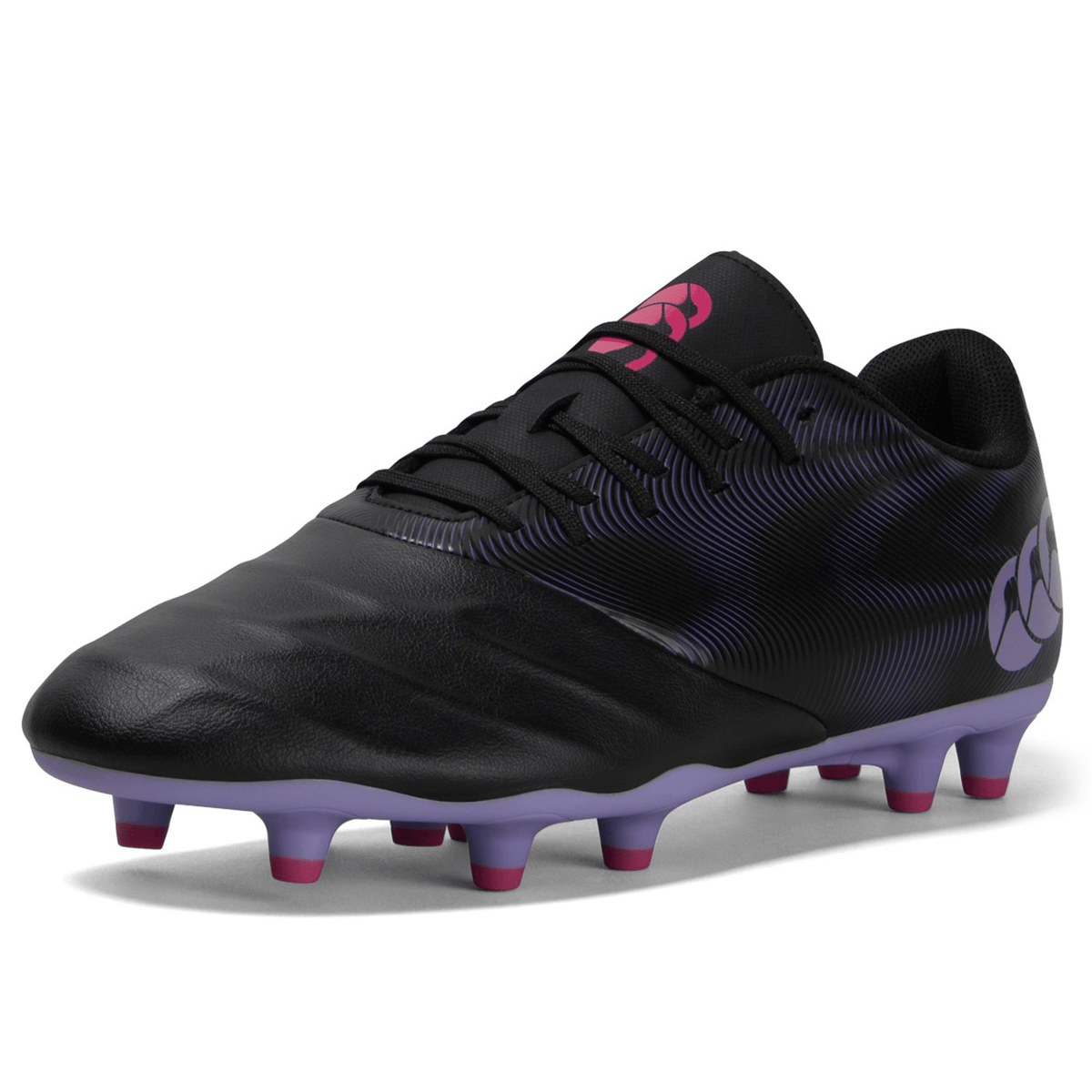 Canterbury Phoenix Genesis Team FG - Black/Verbena cleat on a white background.