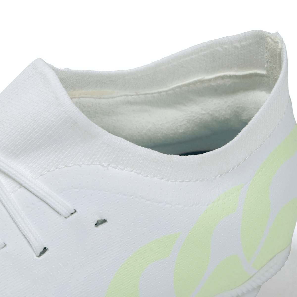 Canterbury Speed Infinite Pro SG - White/Luminous slip-on sneaker with a neon green wave design, transformed into a lightweight boot.