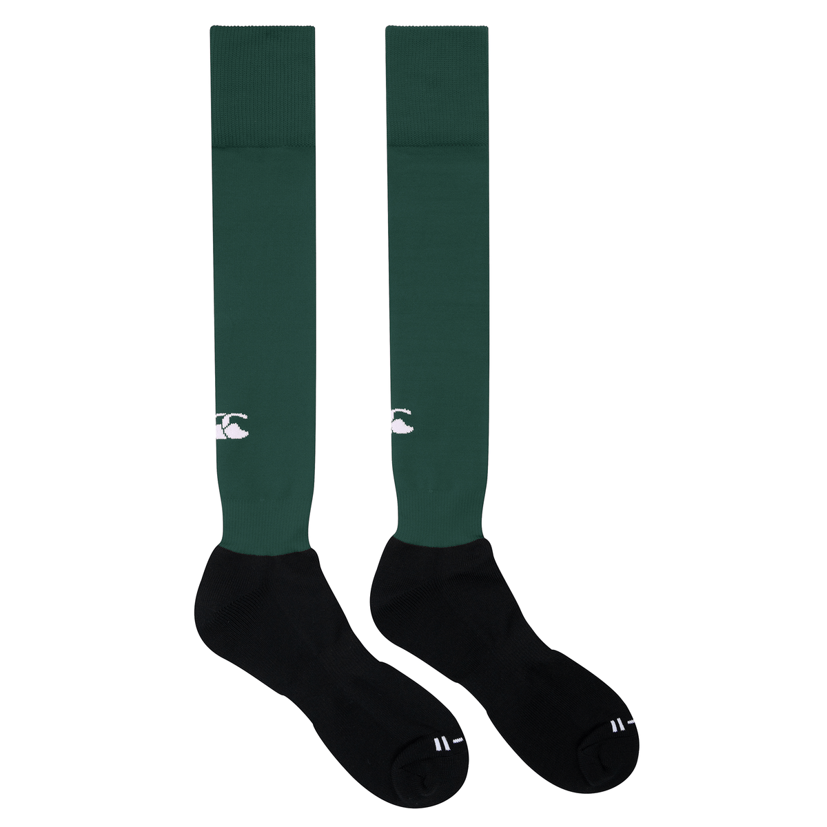 A pair of Canterbury Club Socks with white ducks on them.