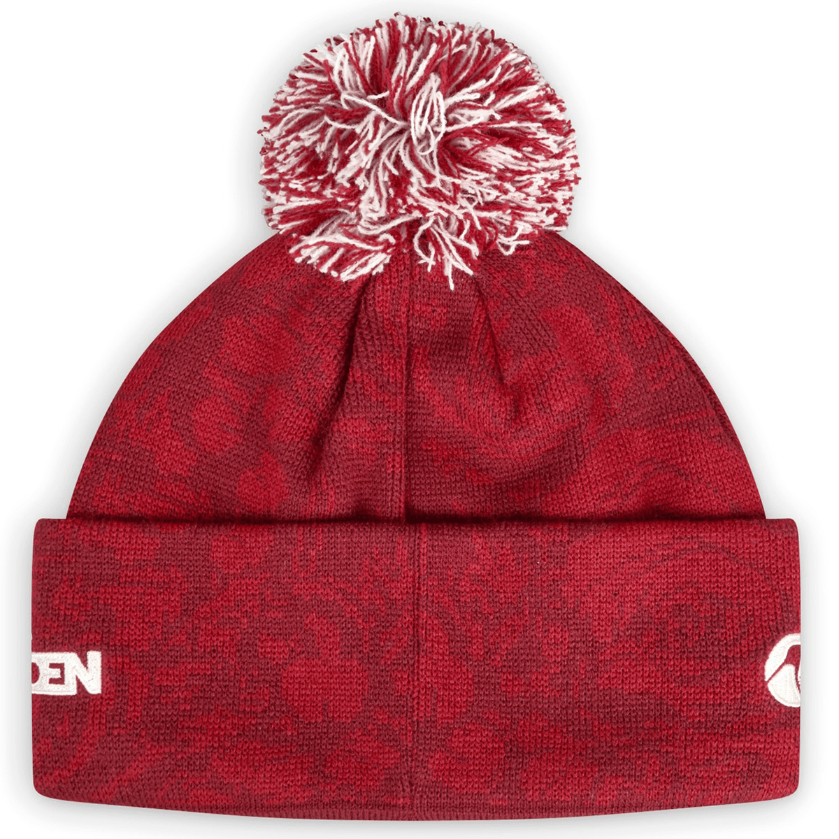 The British &amp; Irish Lions 2025 Pom-Pom Beanie by Canterbury features a red knit design with a white pom-pom and subtle Canterbury text logos on the front, ideal for displaying your British &amp; Irish Lions spirit.