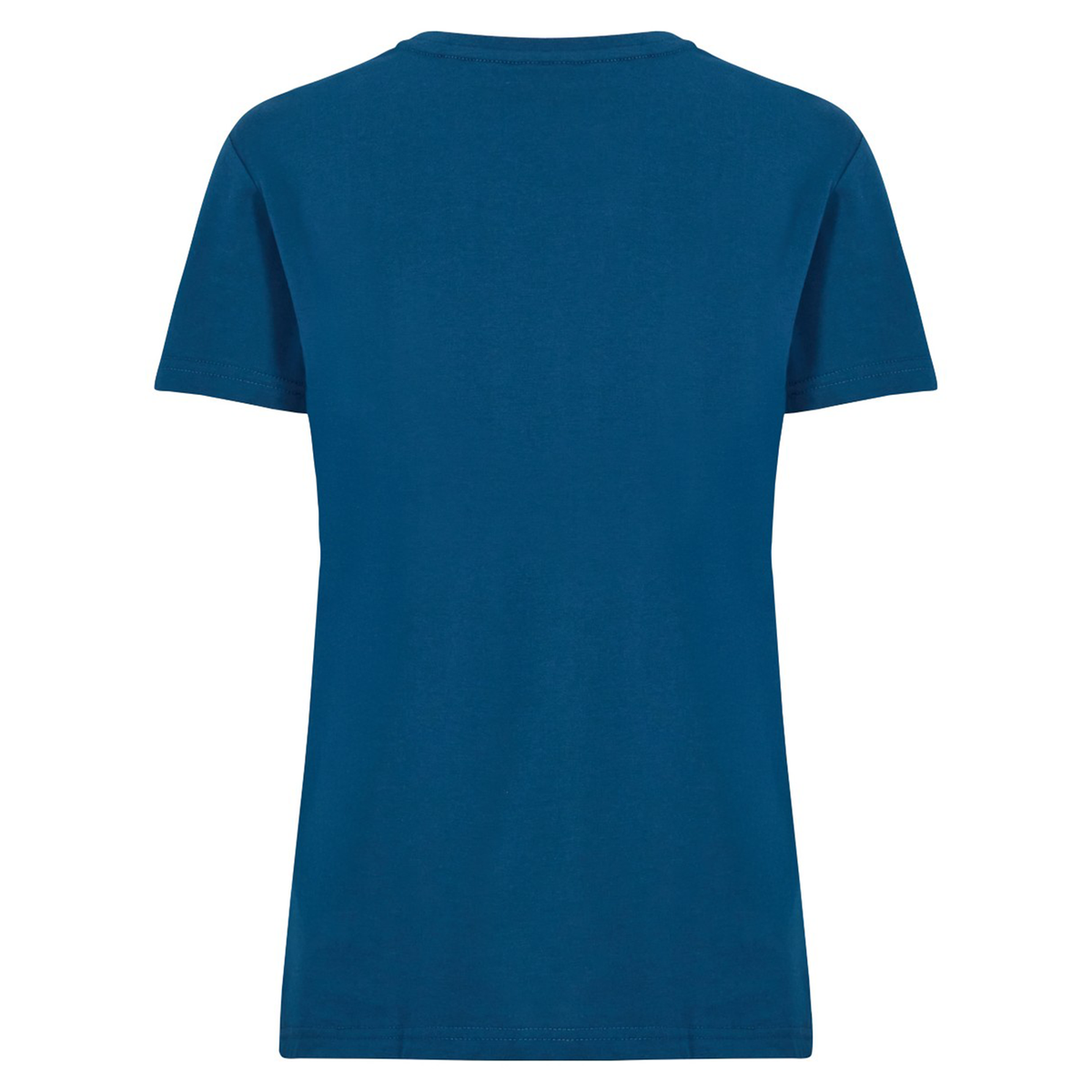 Back view of the Women&#39;s Uglies Logo T-Shirt by Canterbury, a plain blue short-sleeved rugby shirt—ideal for fans of women&#39;s rugby apparel.
