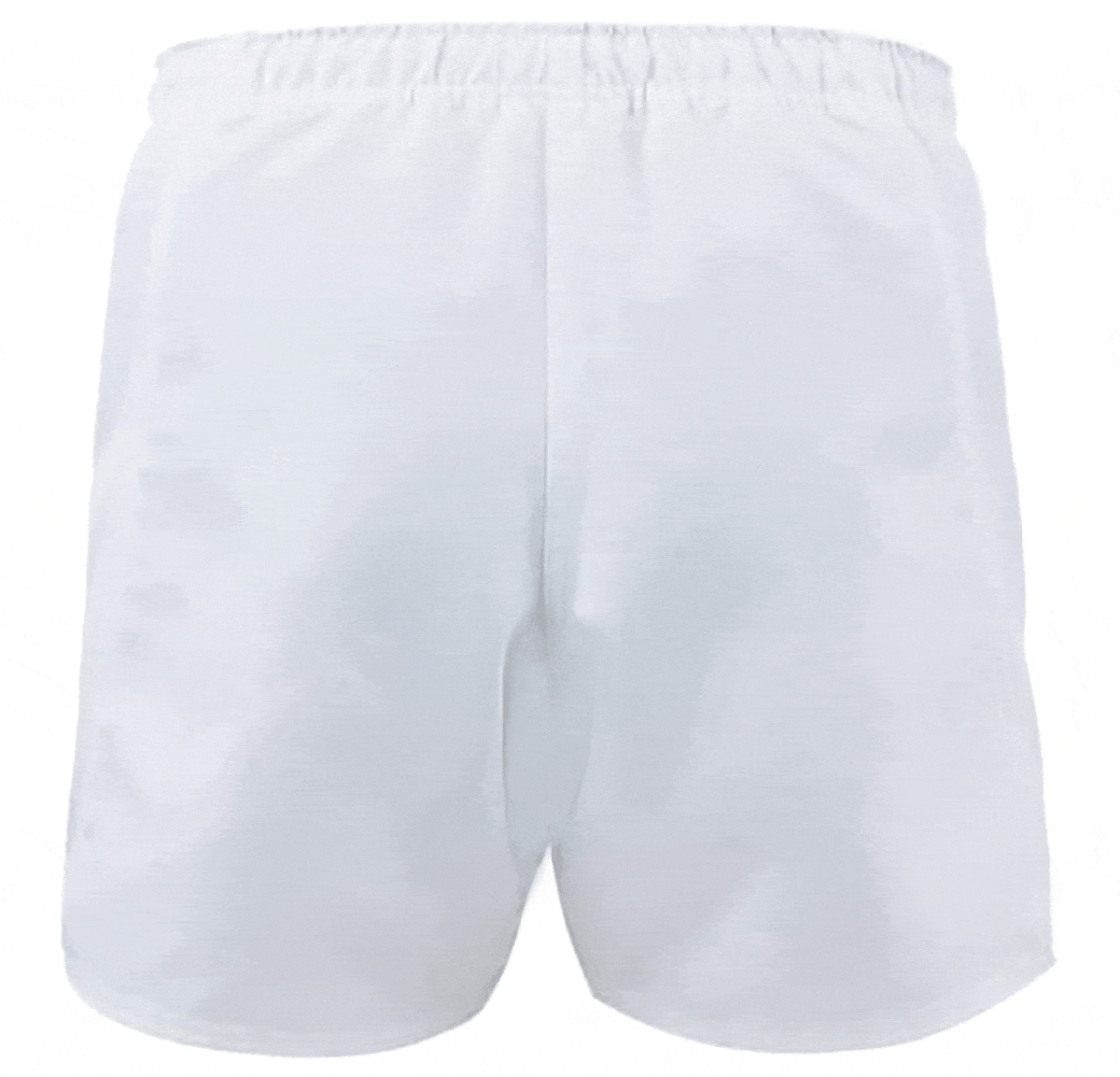 White shorts with elastic waist.